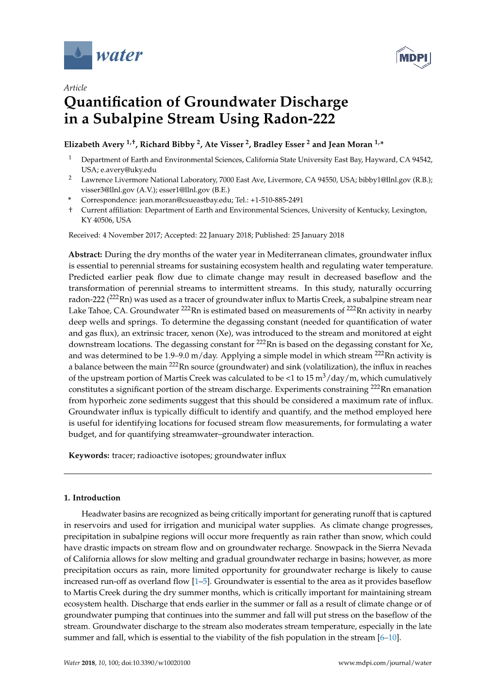 Quantification of Groundwater Dischargein a Subalpine Stream