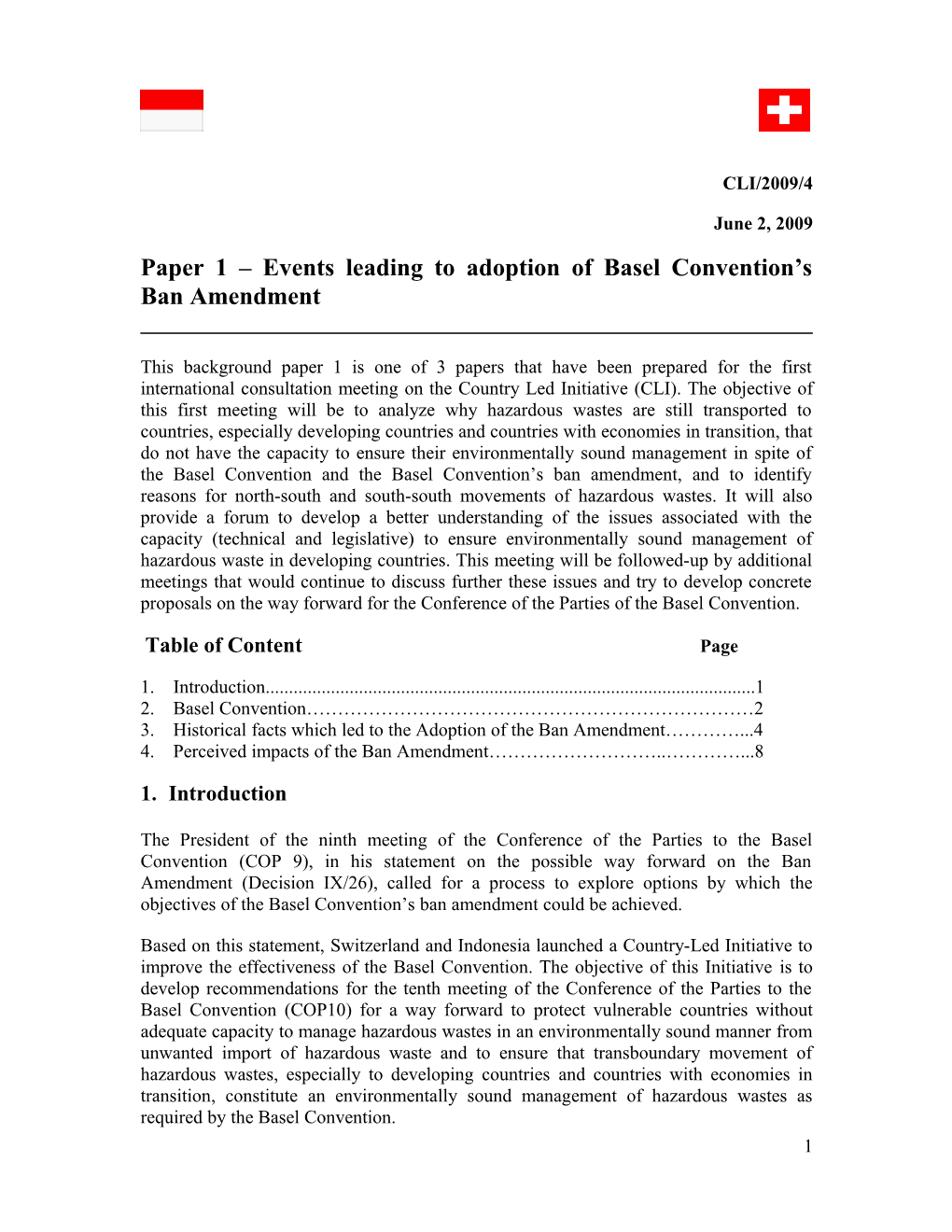 Paper 1 Events Leading to Adoption of Basel Convention S Ban Amendment