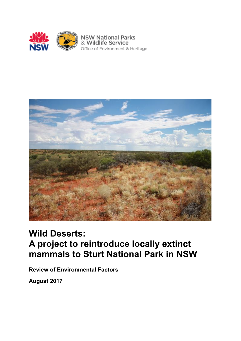 Sturt National Park Review of Environmental Factors for the Reintroduction of Locally Extinct Mammals