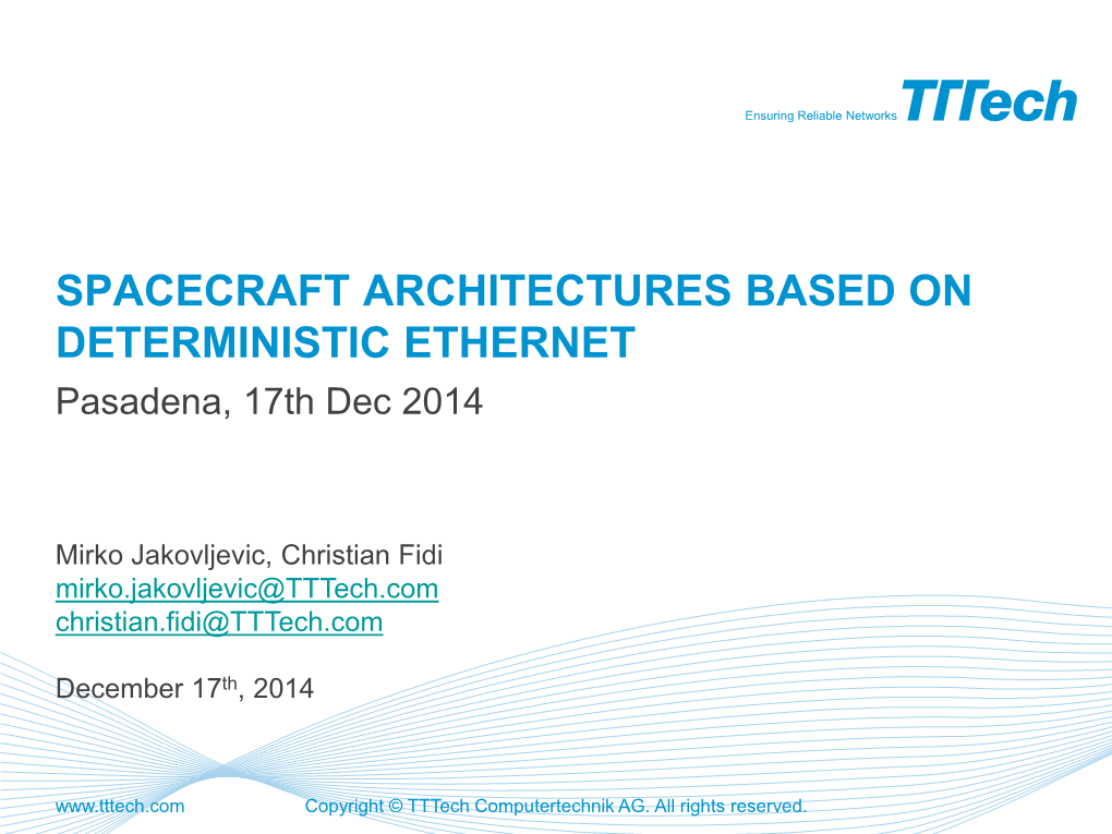 Spacecraft Architecture Based on Deterministic Ethernet