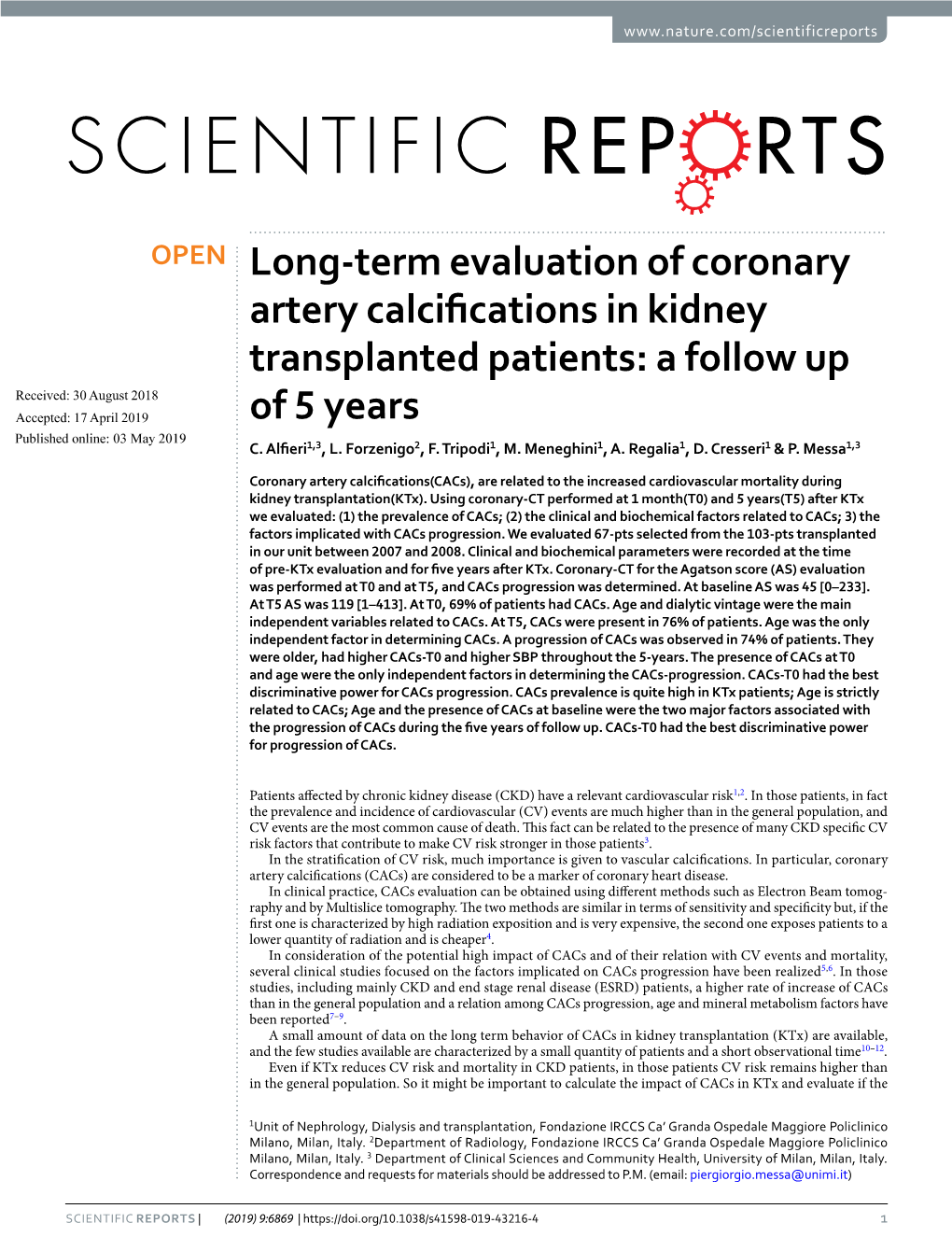 Long-Term Evaluation of Coronary Artery Calcifications In