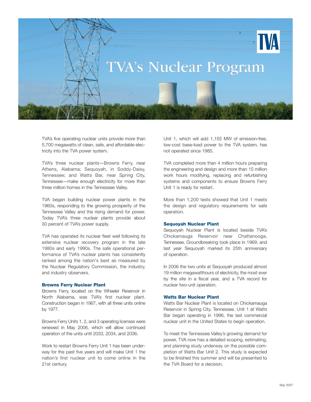 TVA's Nuclear Program