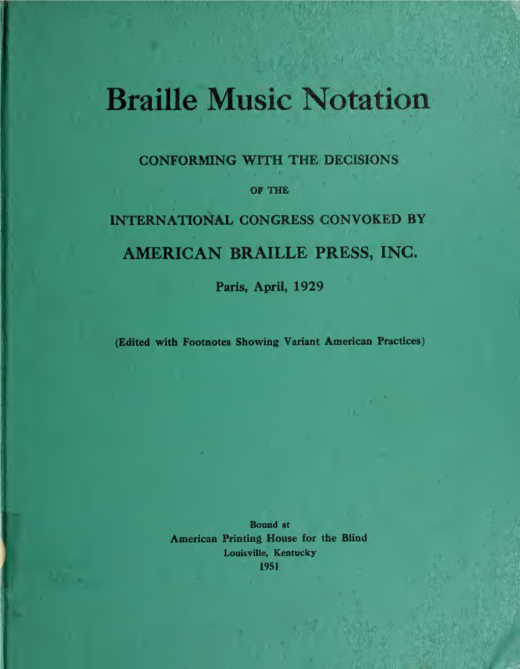 Braille Music Notation