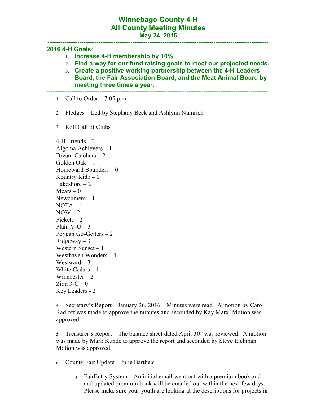 All County Meeting Minutes