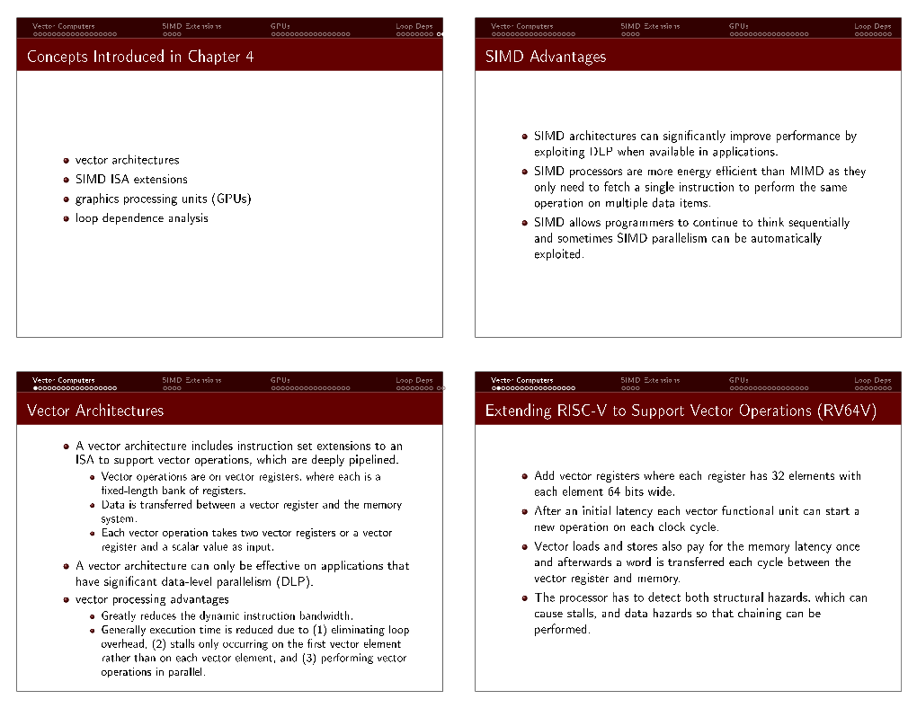 Concepts Introduced in Chapter 4 SIMD Advantages