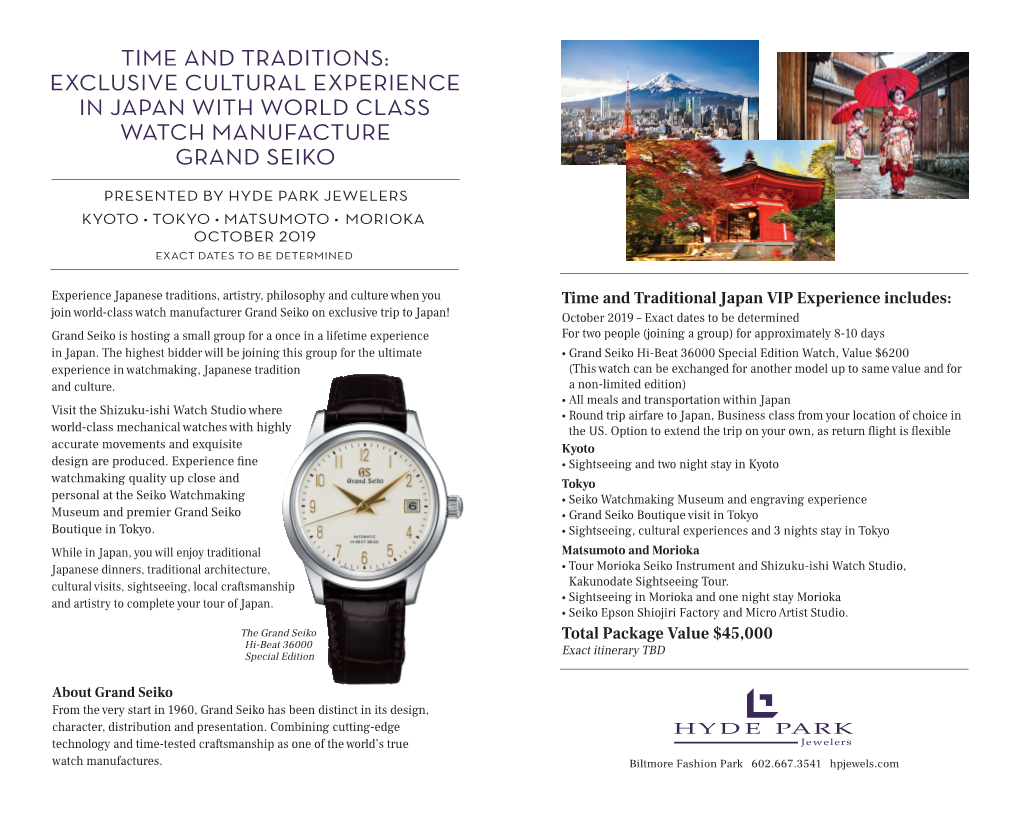 Time and Traditions: Exclusive Cultural Experience in Japan with World Class Watch Manufacture Grand Seiko