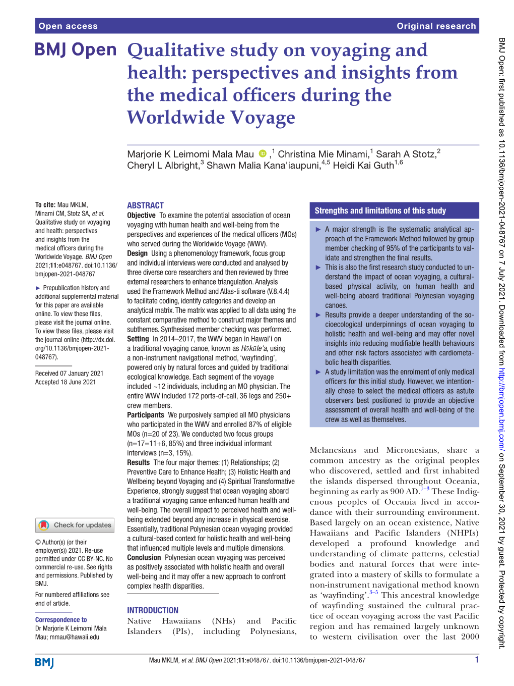 Qualitative Study on Voyaging and Health: Perspectives and Insights from the Medical Officers During the Worldwide Voyage