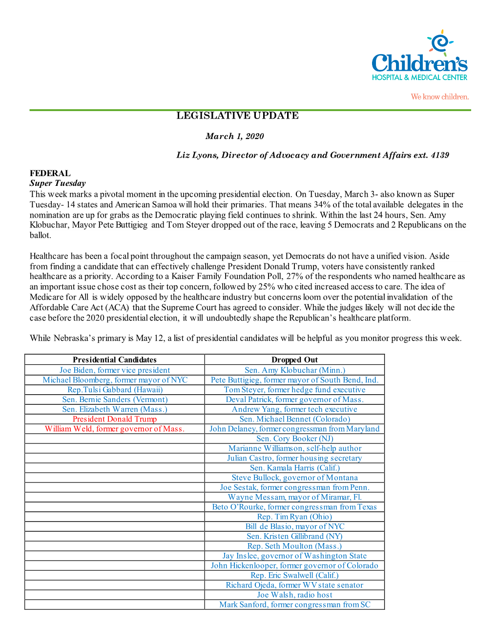 Legislative Update