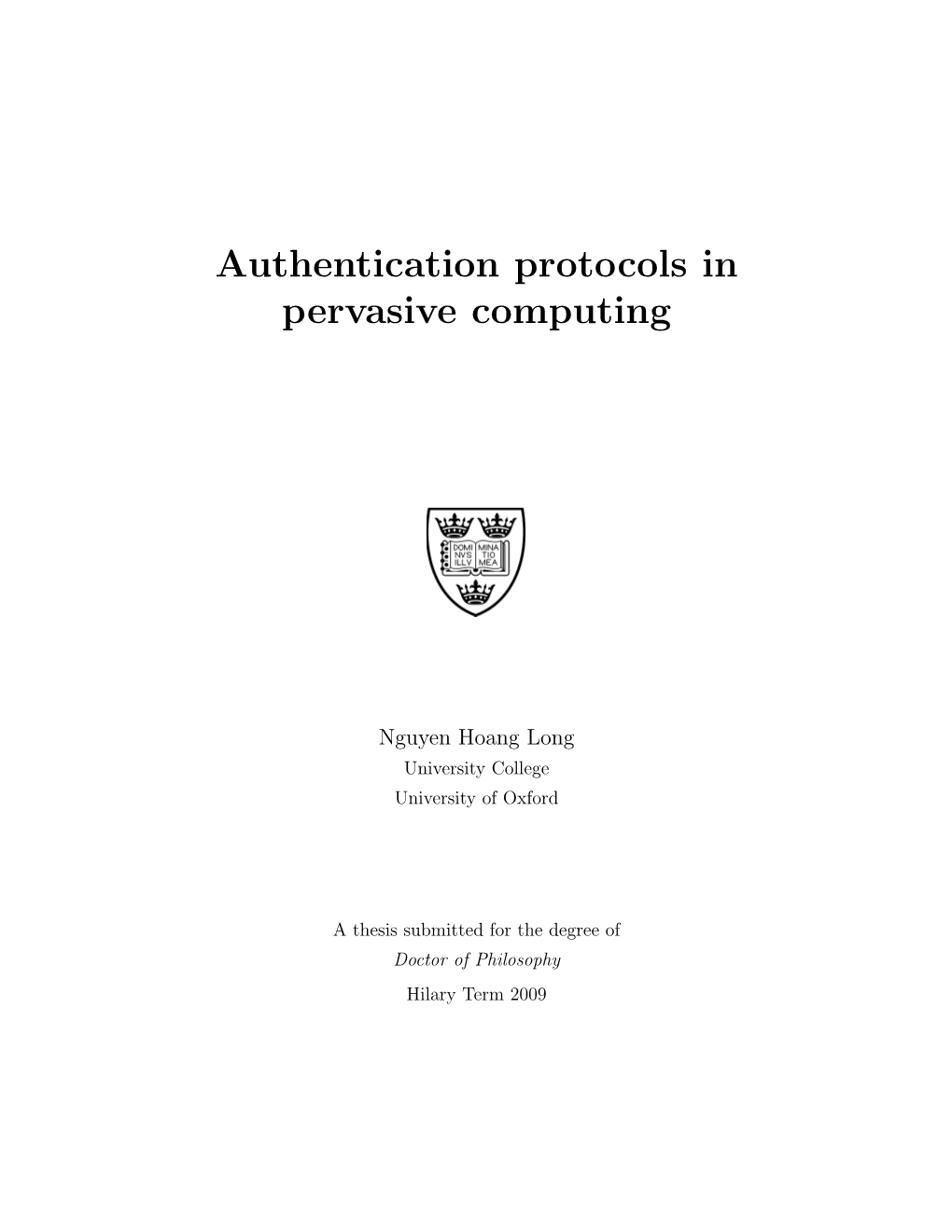 Authentication Protocols in Pervasive Computing