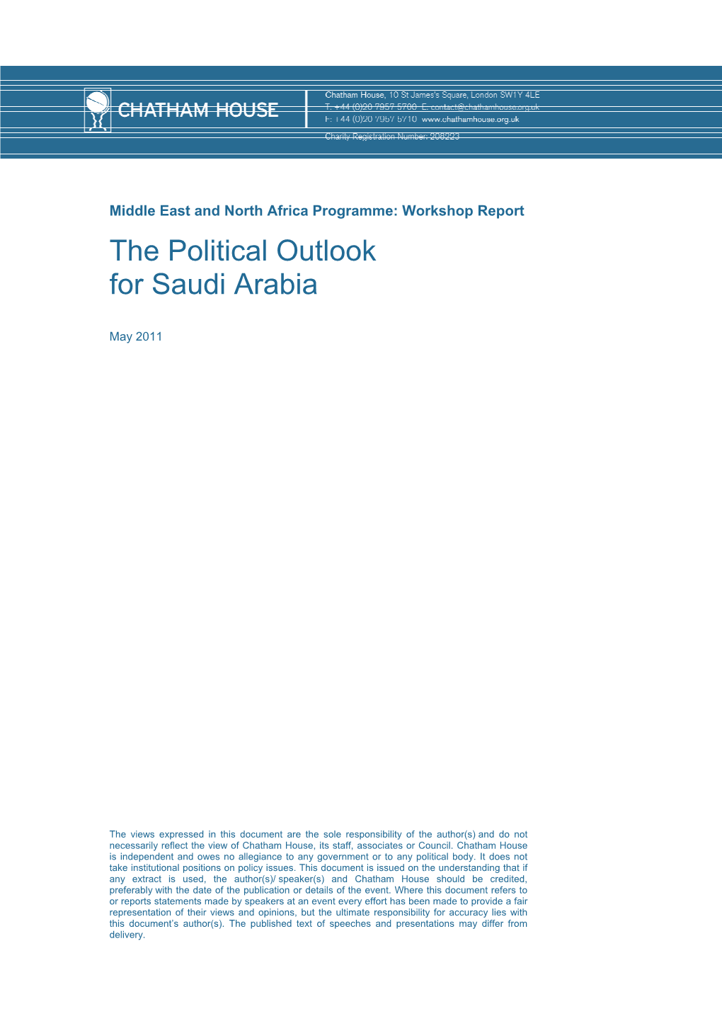 The Political Outlook for Saudi Arabia