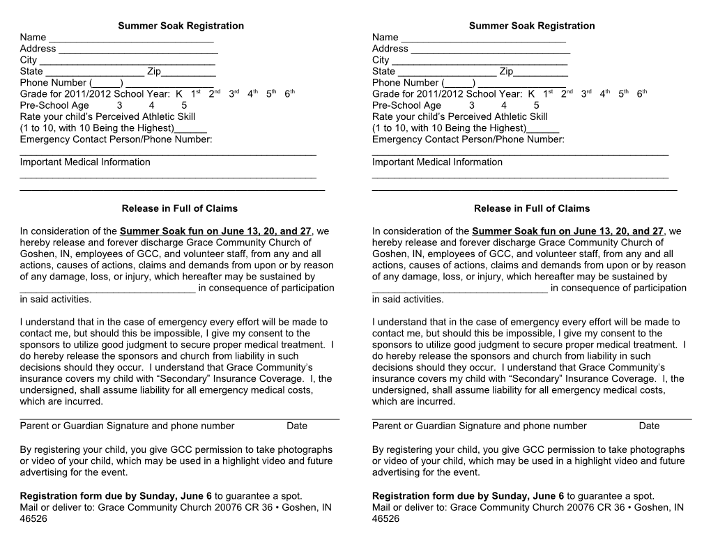 Grade for 2011/2012 School Year: K 1St 2Nd 3Rd 4Th 5Th 6Th