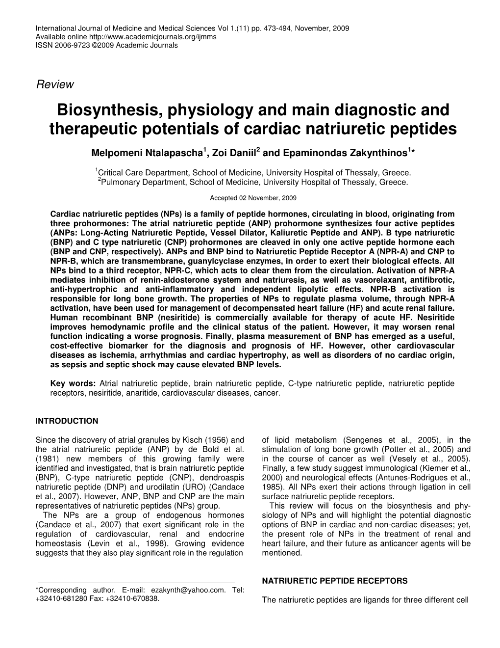 Biosynthesis, Physiology and Main Diagnostic and Therapeutic Potentials of Cardiac Natriuretic Peptides