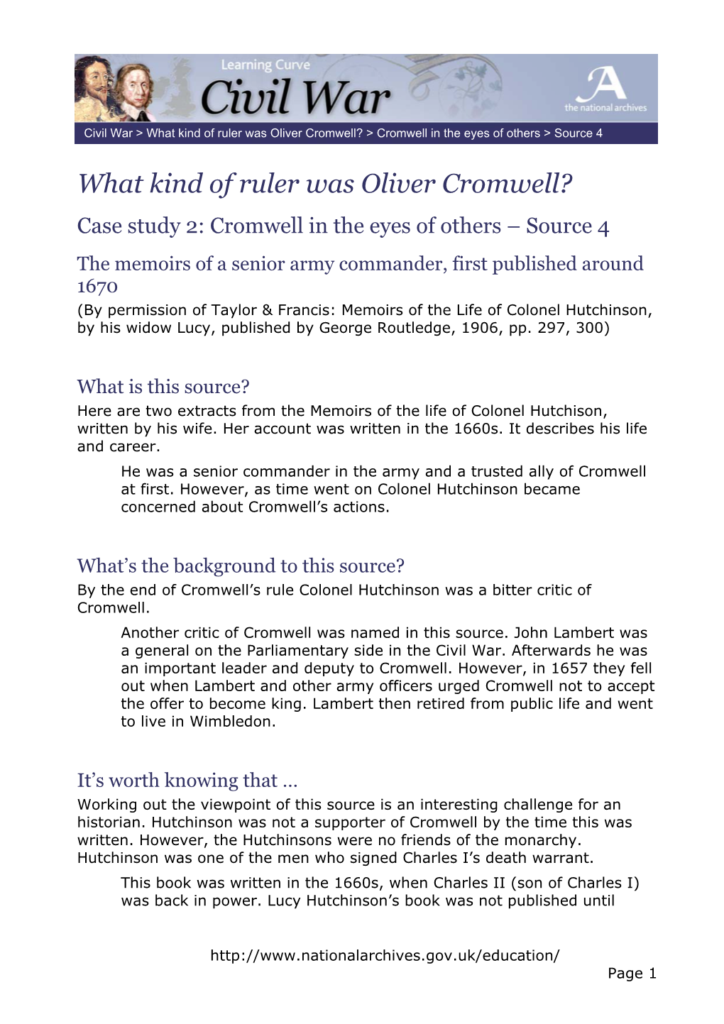 What Kind of Ruler Was Oliver Cromwell? > Cromwell in the Eyes of Others > Source 4