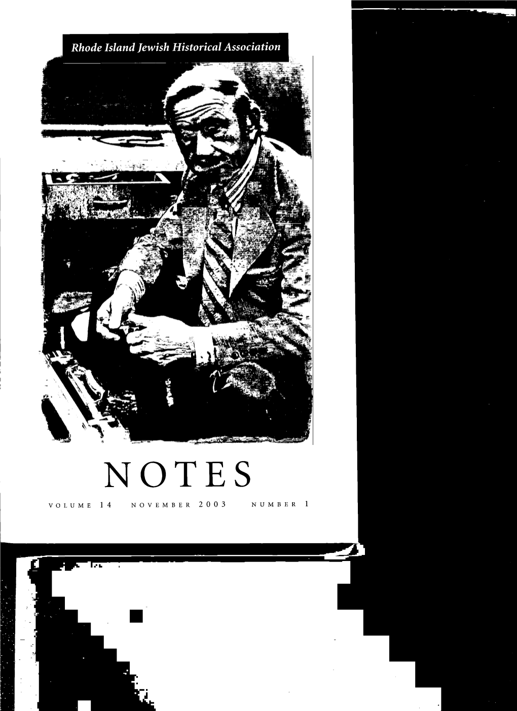 NOTES VOLUME 14 NOVEMBER 2003 NUMBER 1 Rhode Island Jewish Historical