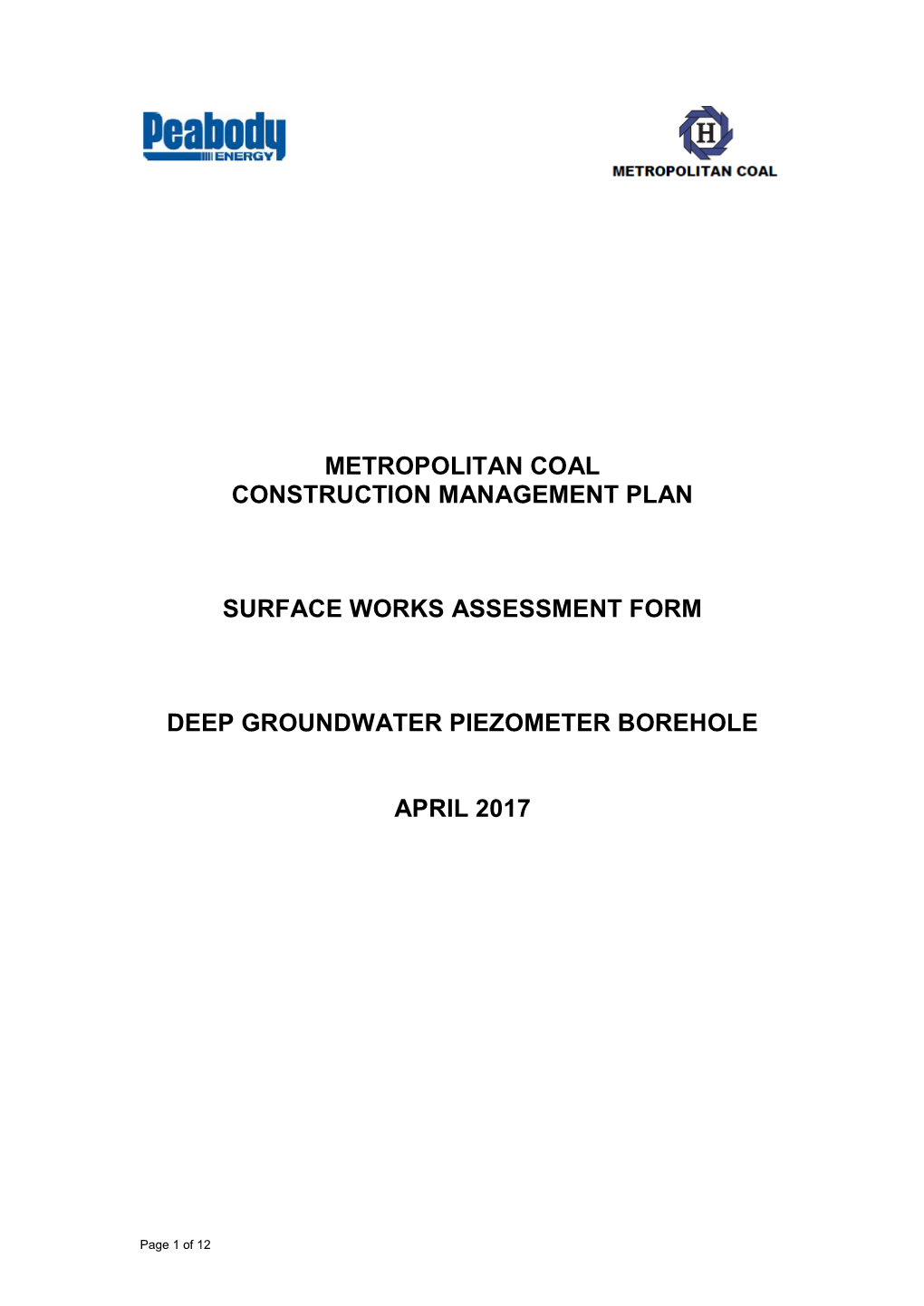 Surface Works Assessment Form