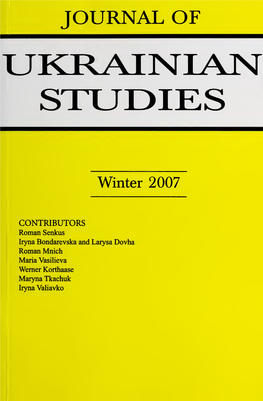 Journal of Ukrainian Studies