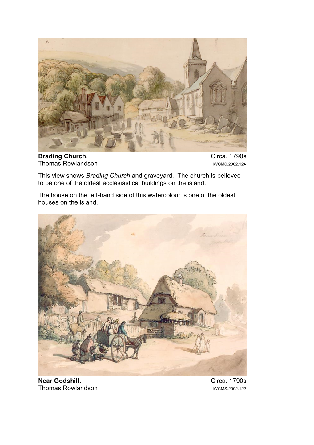 Brading Church. Circa. 1790S Thomas Rowlandson This View Shows