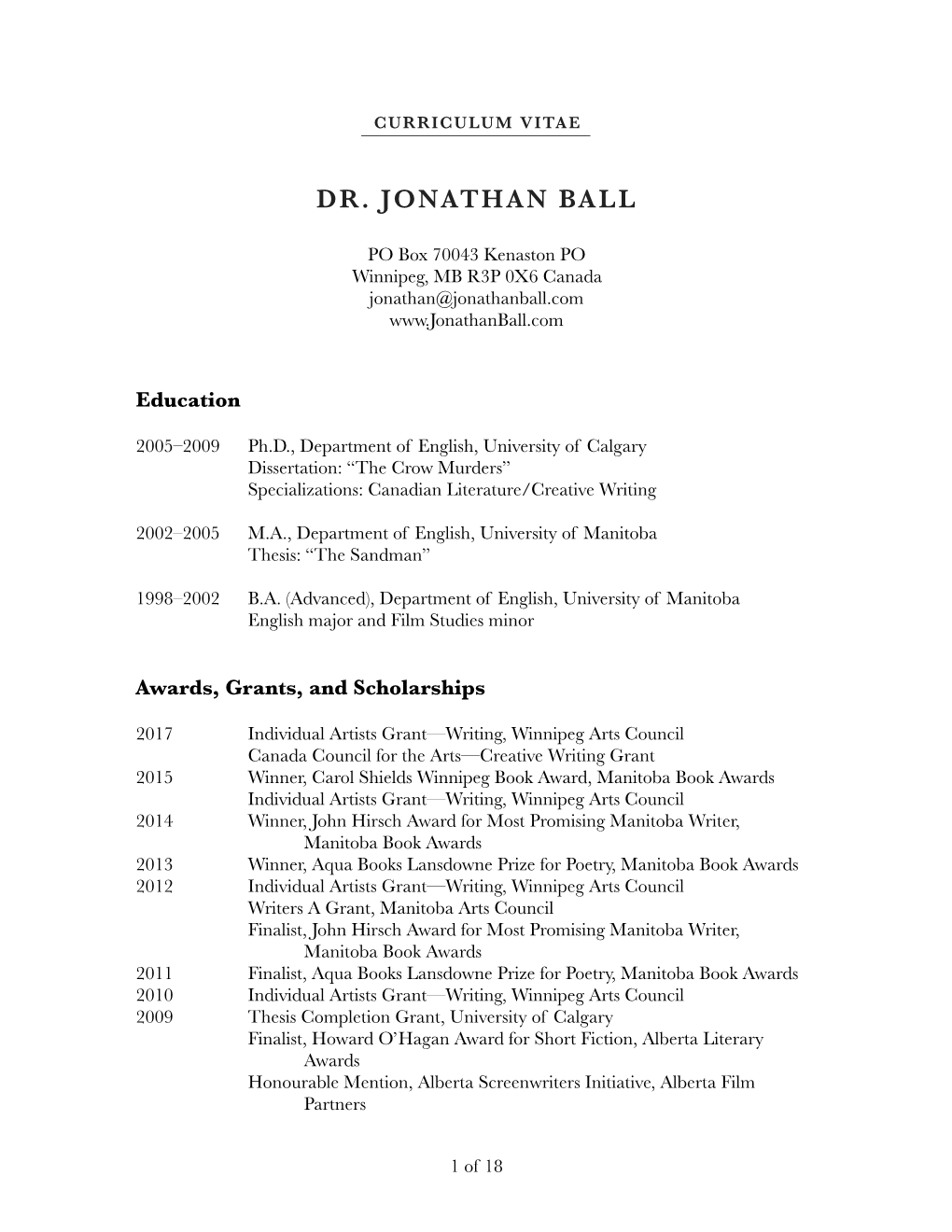 CV Jonathan Ball