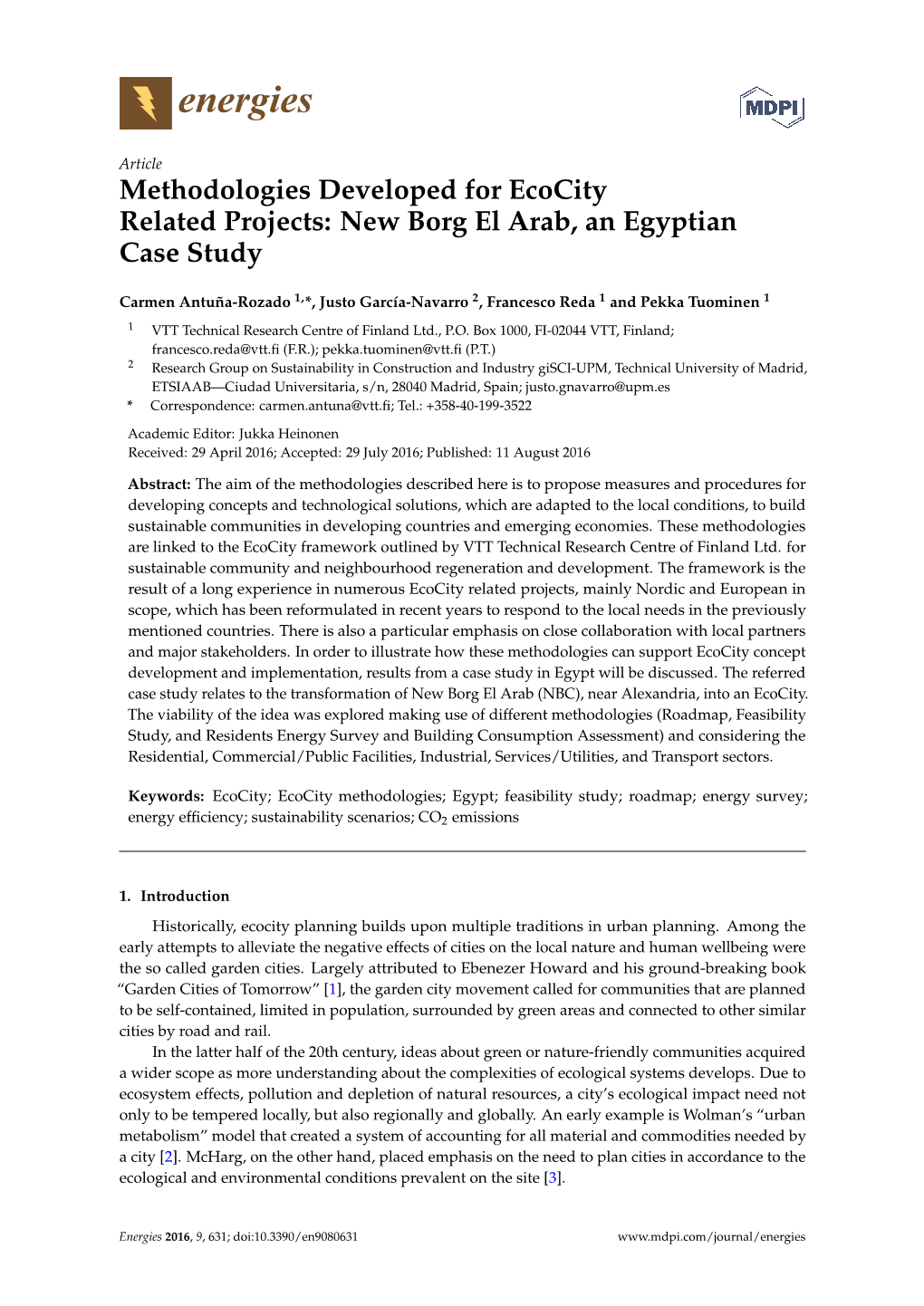 New Borg El Arab, an Egyptian Case Study