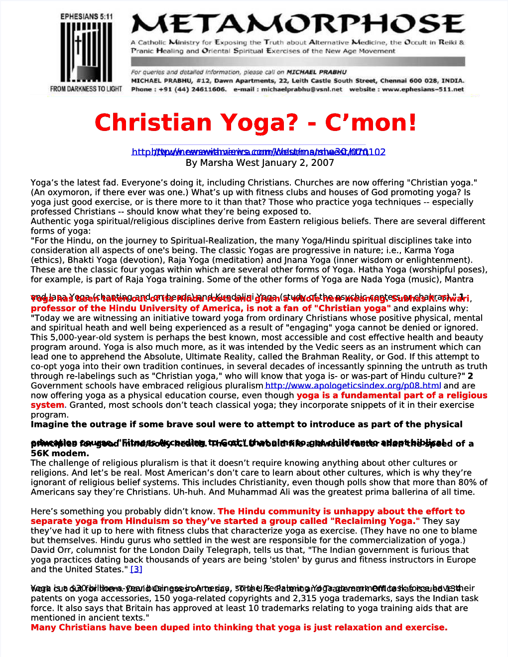Christian Yoga? - C’Mon!