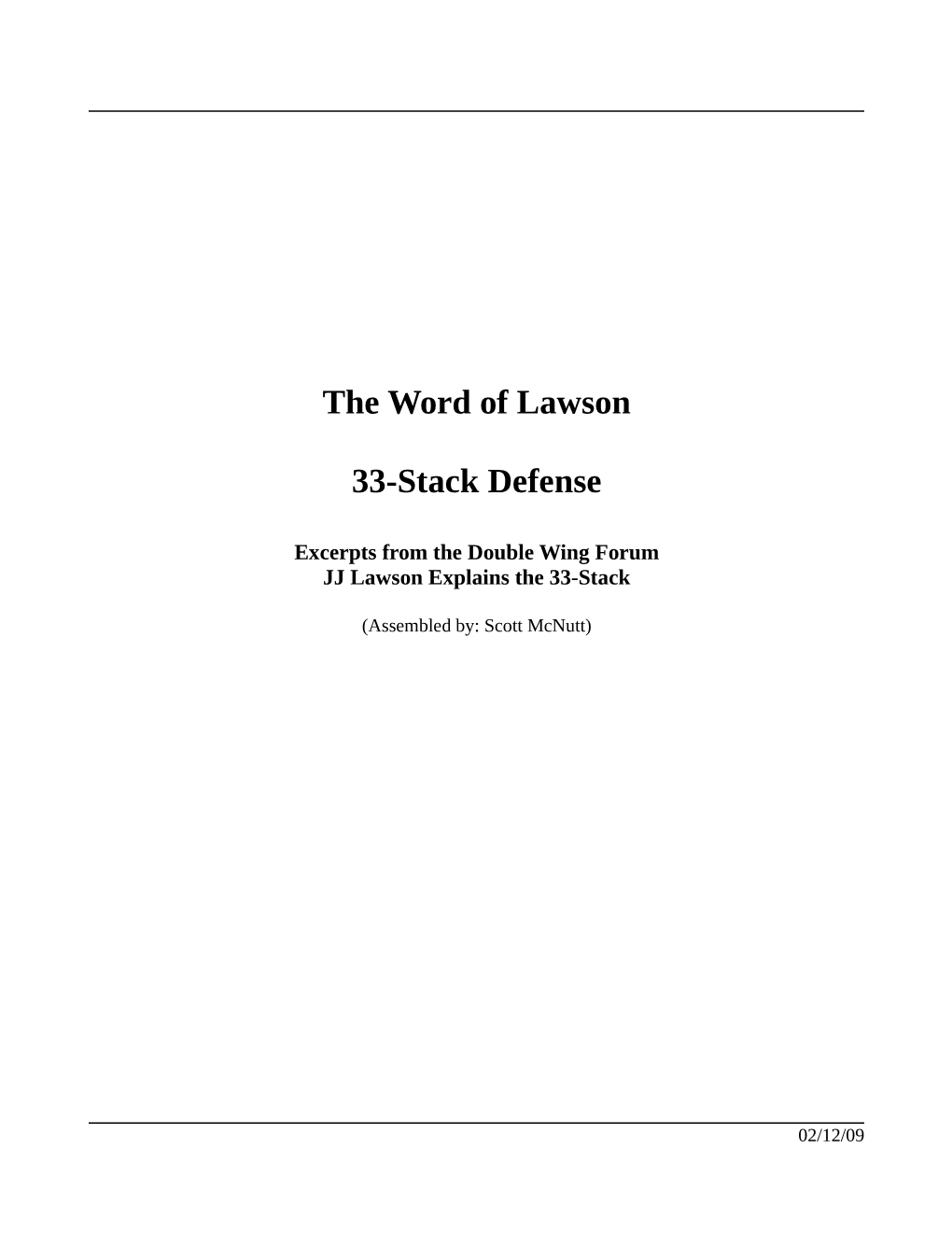 The Word of Lawson 33-Stack Defense