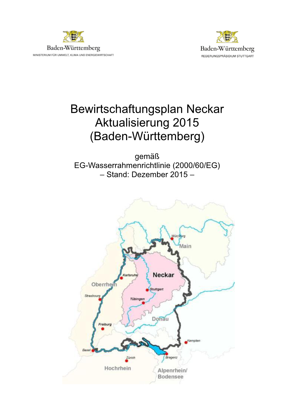 Bewirtschaftungsplan Neckar, Aktualisierung 2015