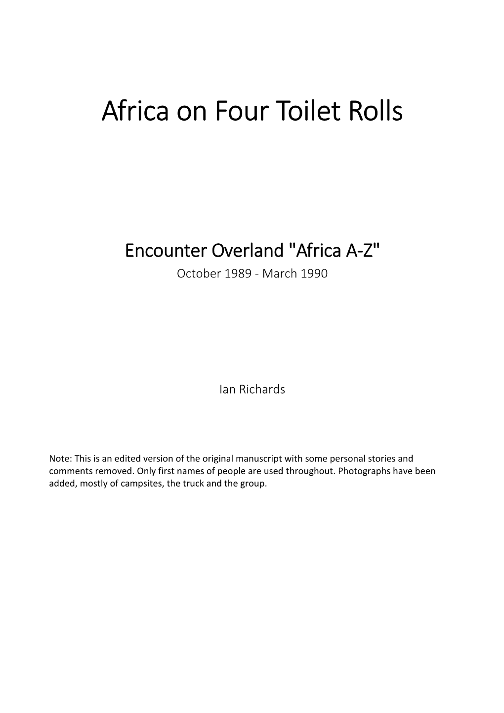 Africa on Four Toilet Rolls