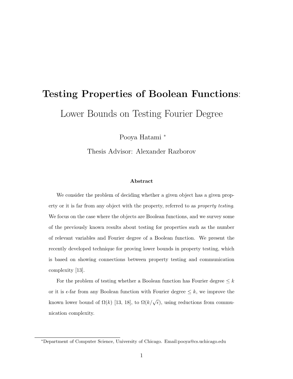 Testing Properties of Boolean Functions: Lower Bounds on Testing Fourier Degree