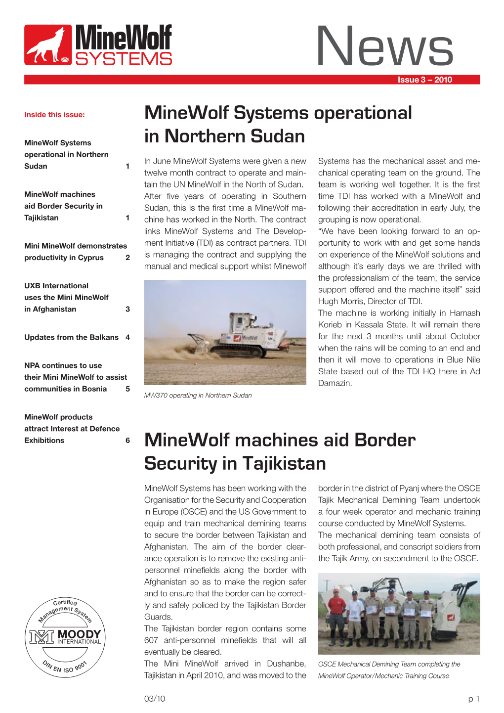 UXB International Uses the Mini Minewolf in Afghanistan by Chris Thompson, Mechanical Demining Manager, UXB International, Bagram Airforce Base, Afghanistan