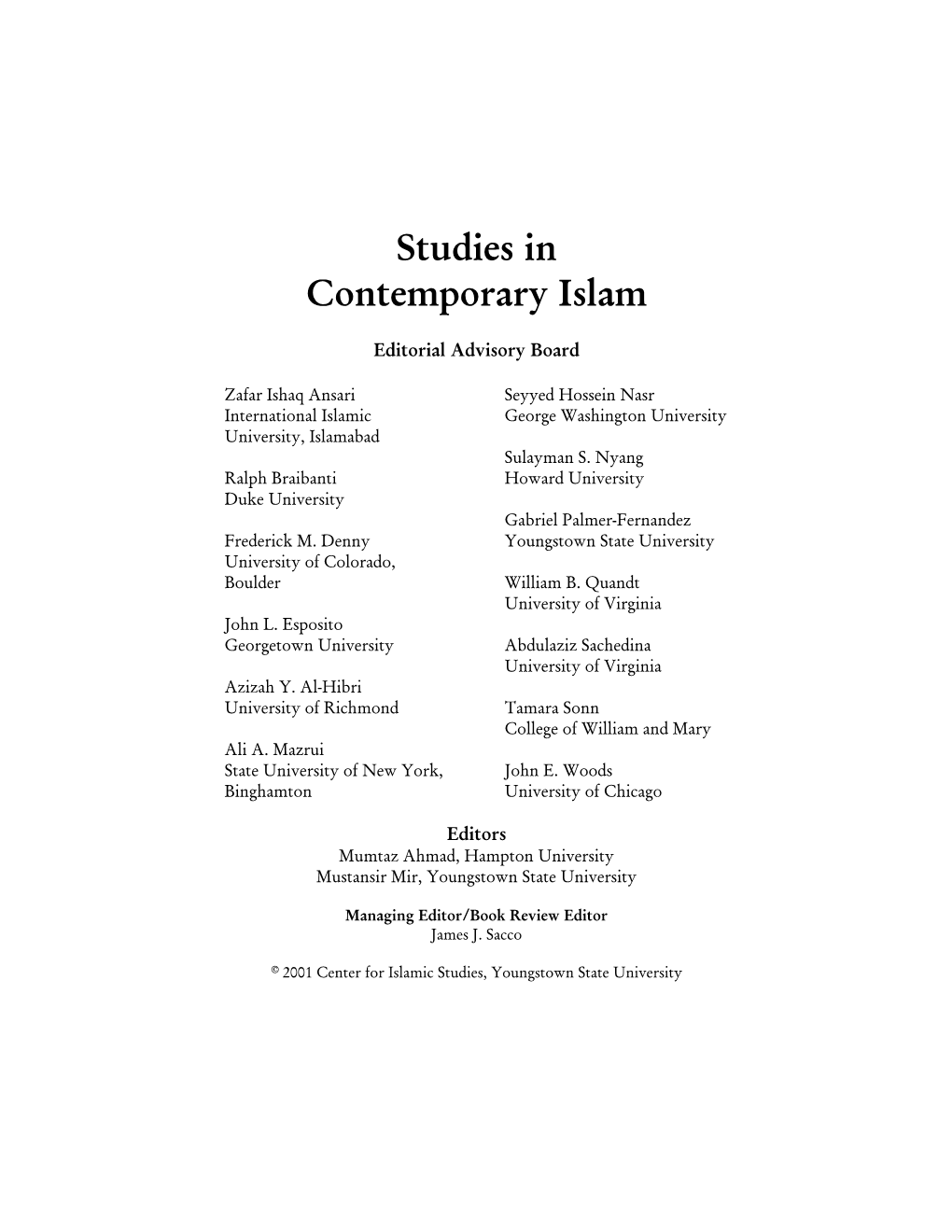 Studies in Contemporary Islam