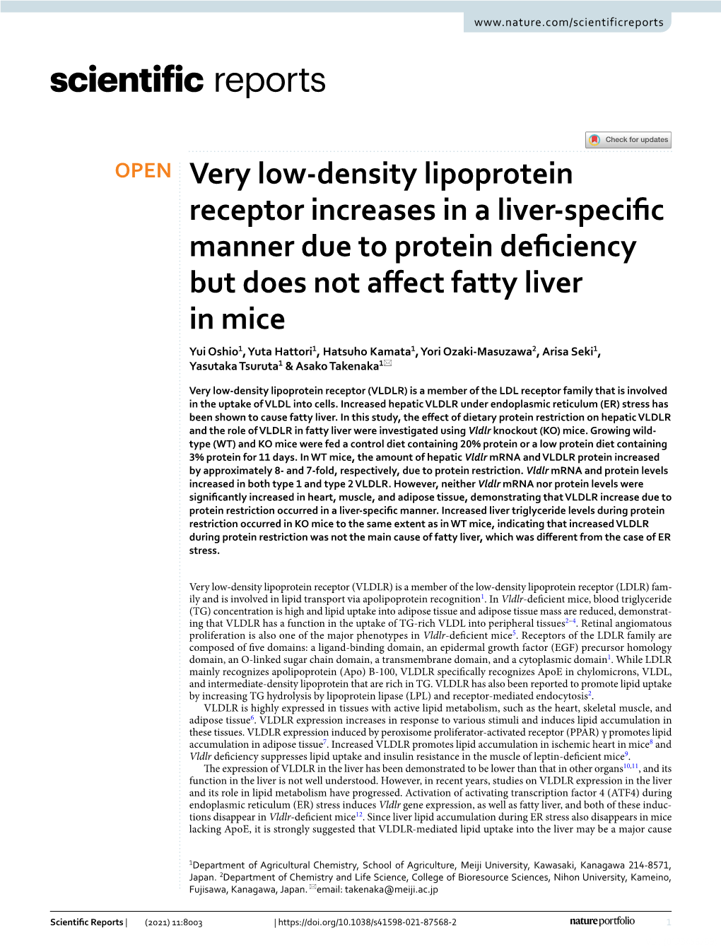 Very Low-Density Lipoprotein Receptor Increases in a Liver-Specific Manner Due to Protein Deficiency but Does Not Affect Fatty L