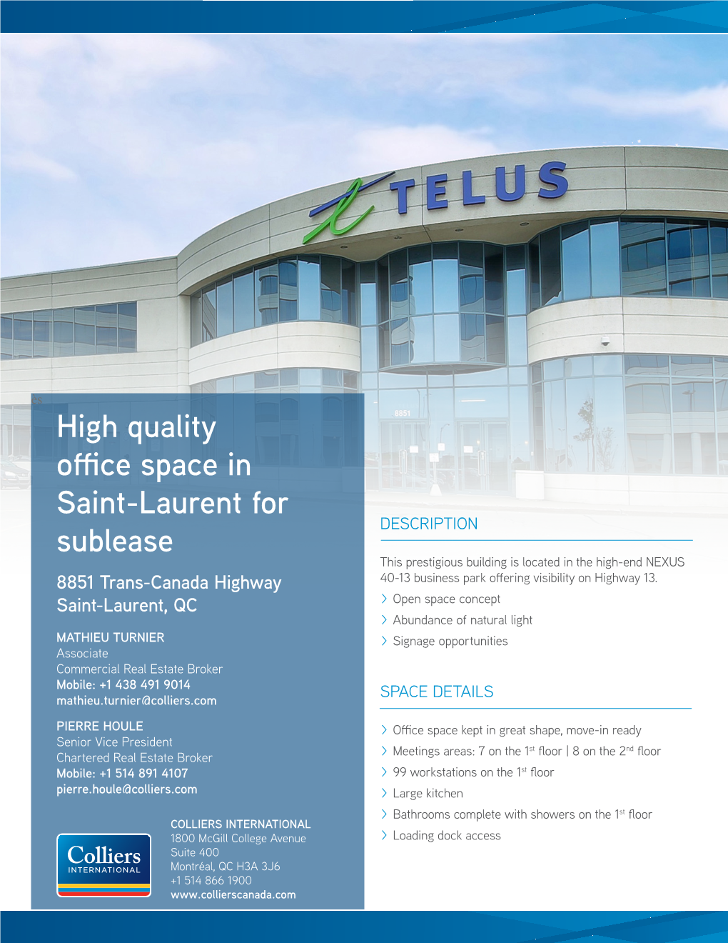 High Quality Office Space in Saint-Laurent for Sublease