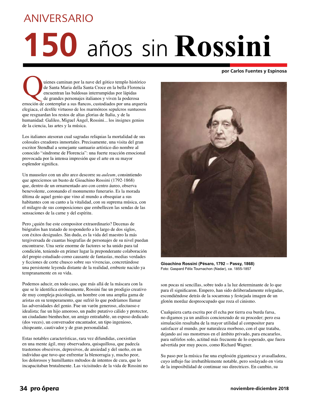 150 Años Sin Rossini Por Carlos Fuentes Y Espinosa