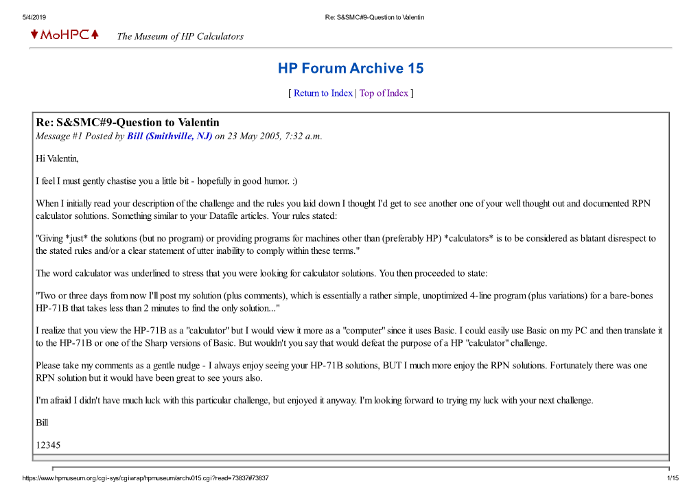 HP Forum Archive 15