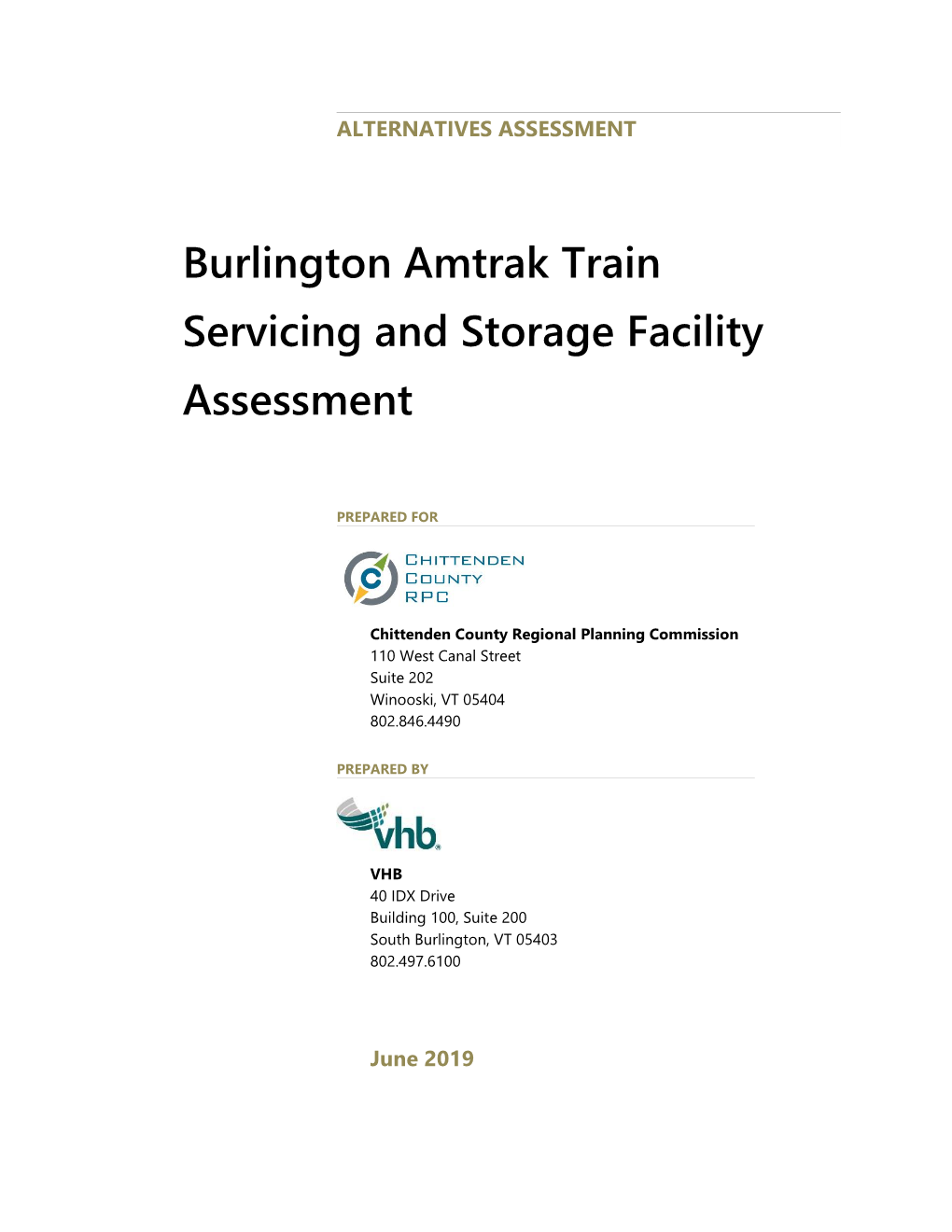 Burlington Amtrak Train Servicing and Storage Facility Assessment