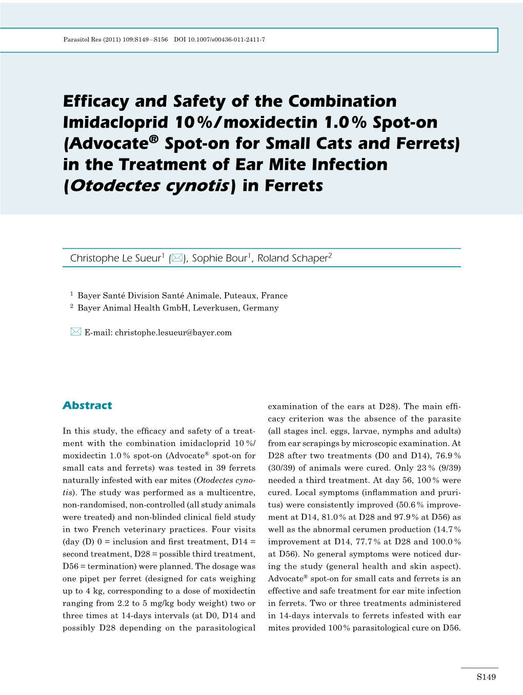 (Otodectes Cynotis ) in Ferrets