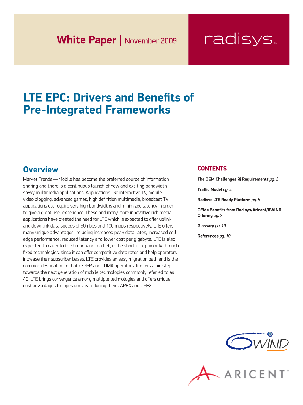 LTE EPC: Drivers and Benefits of Pre-Integrated Frameworks