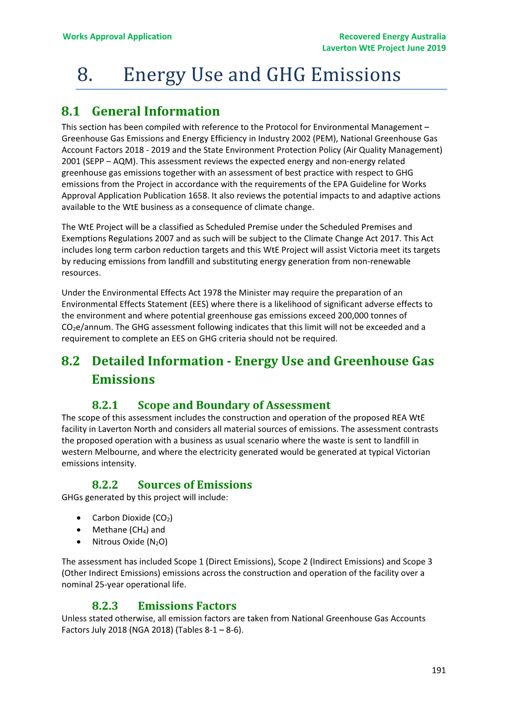 8. Energy Use and GHG Emissions