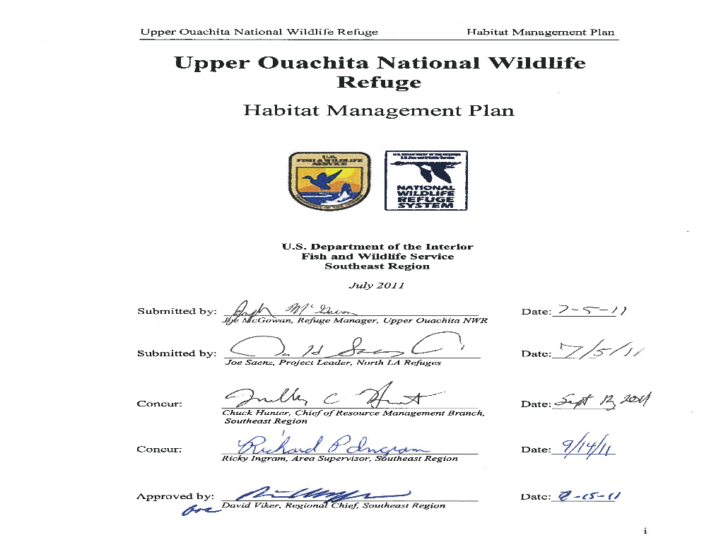 Upper Ouachita National Wildlife Refuge Habitat Management Plan Ii