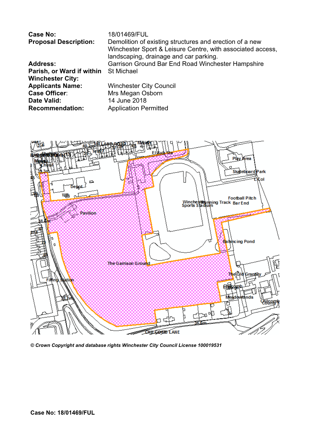 Garrison Ground, Bar End Road, Winchester