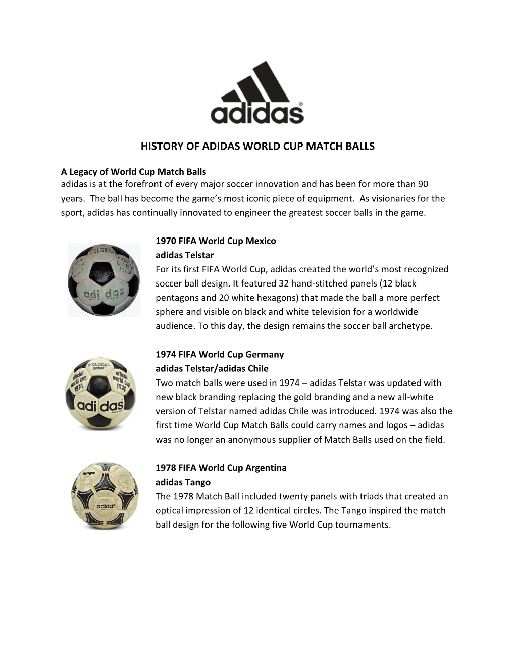 History of Adidas World Cup Match Balls