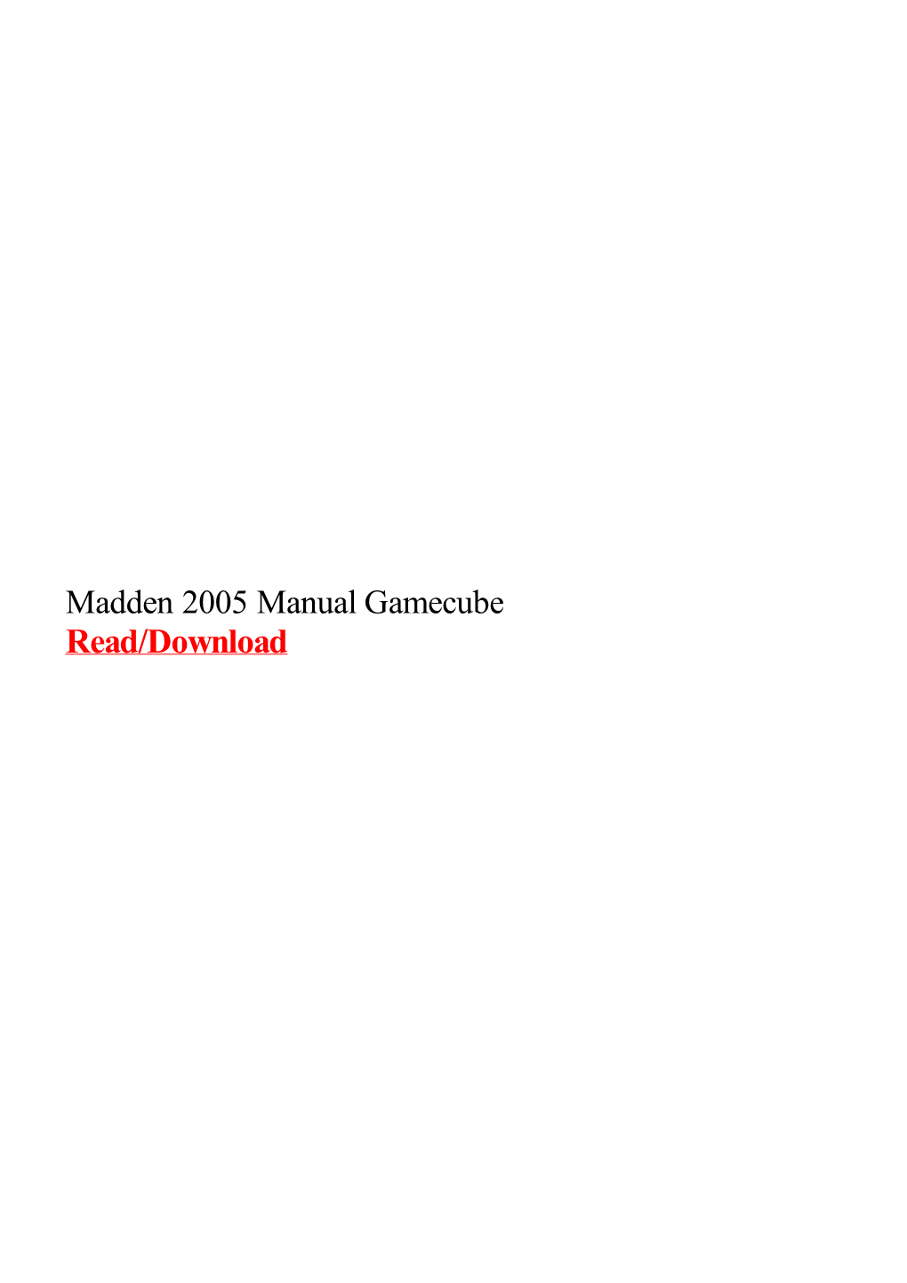 Madden 2005 Manual Gamecube
