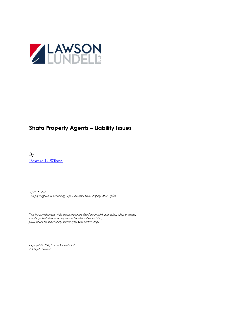 Strata Property Agents – Liability Issues