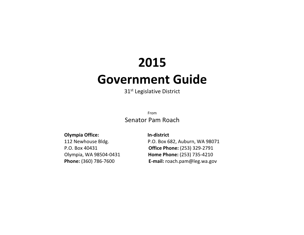 2015 Government Guide 31St Legislative District