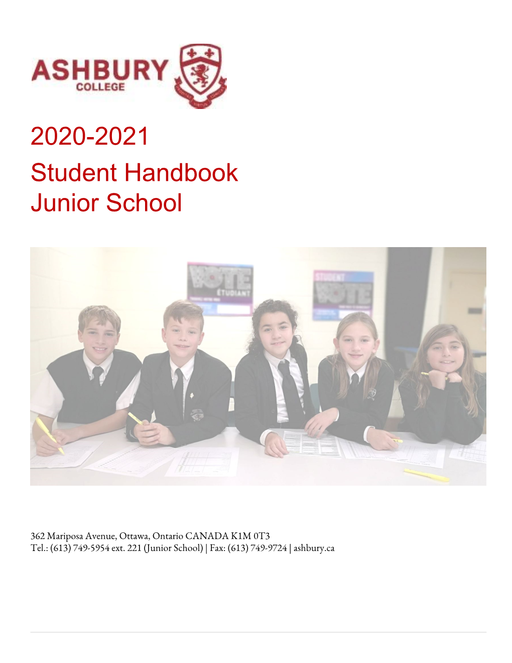 2020-2021 Student Handbook Junior School