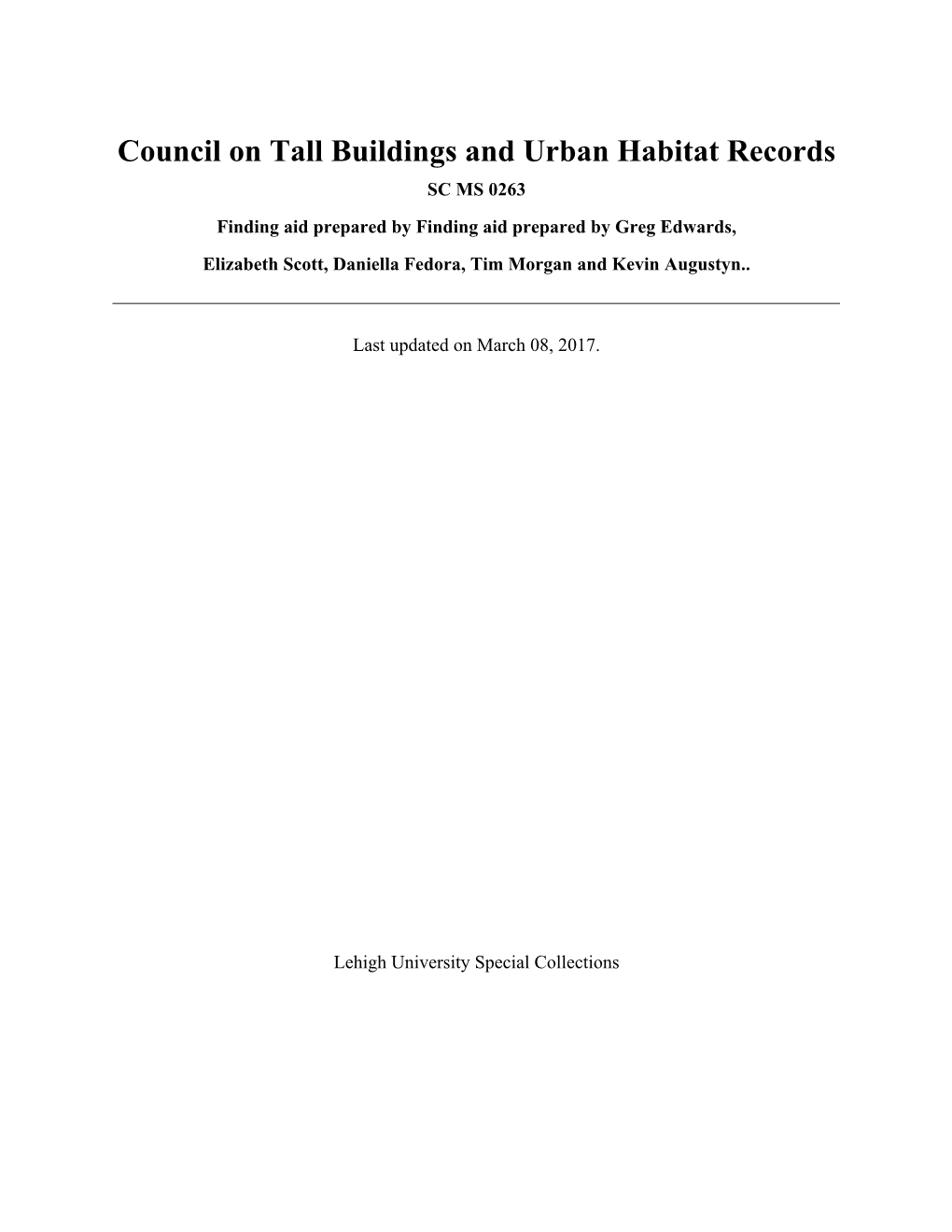 Council on Tall Buildings and Urban Habitat Records