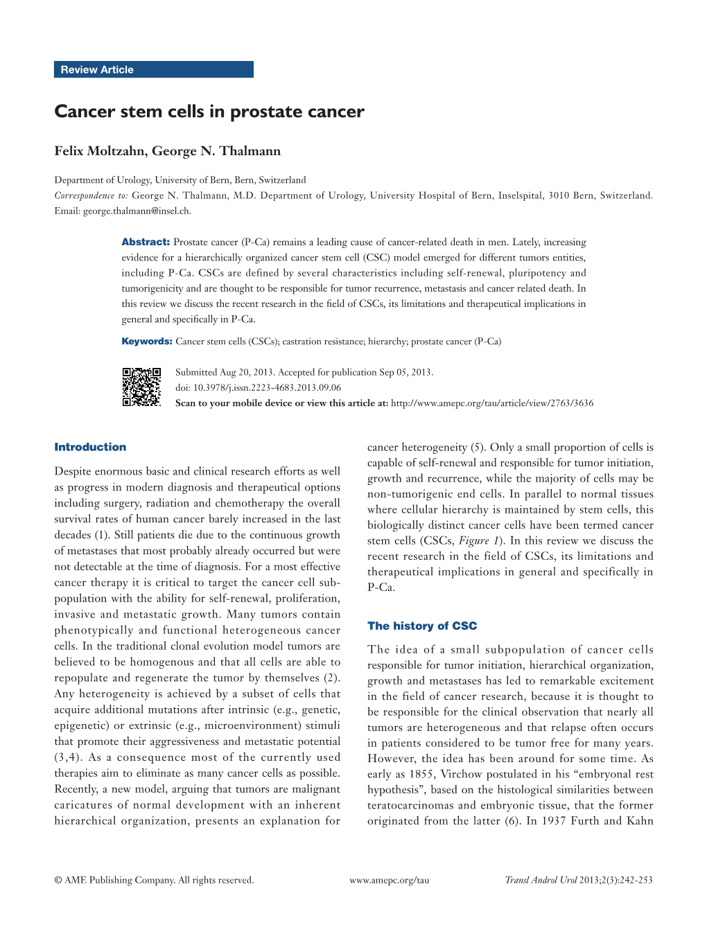 Cancer Stem Cells in Prostate Cancer