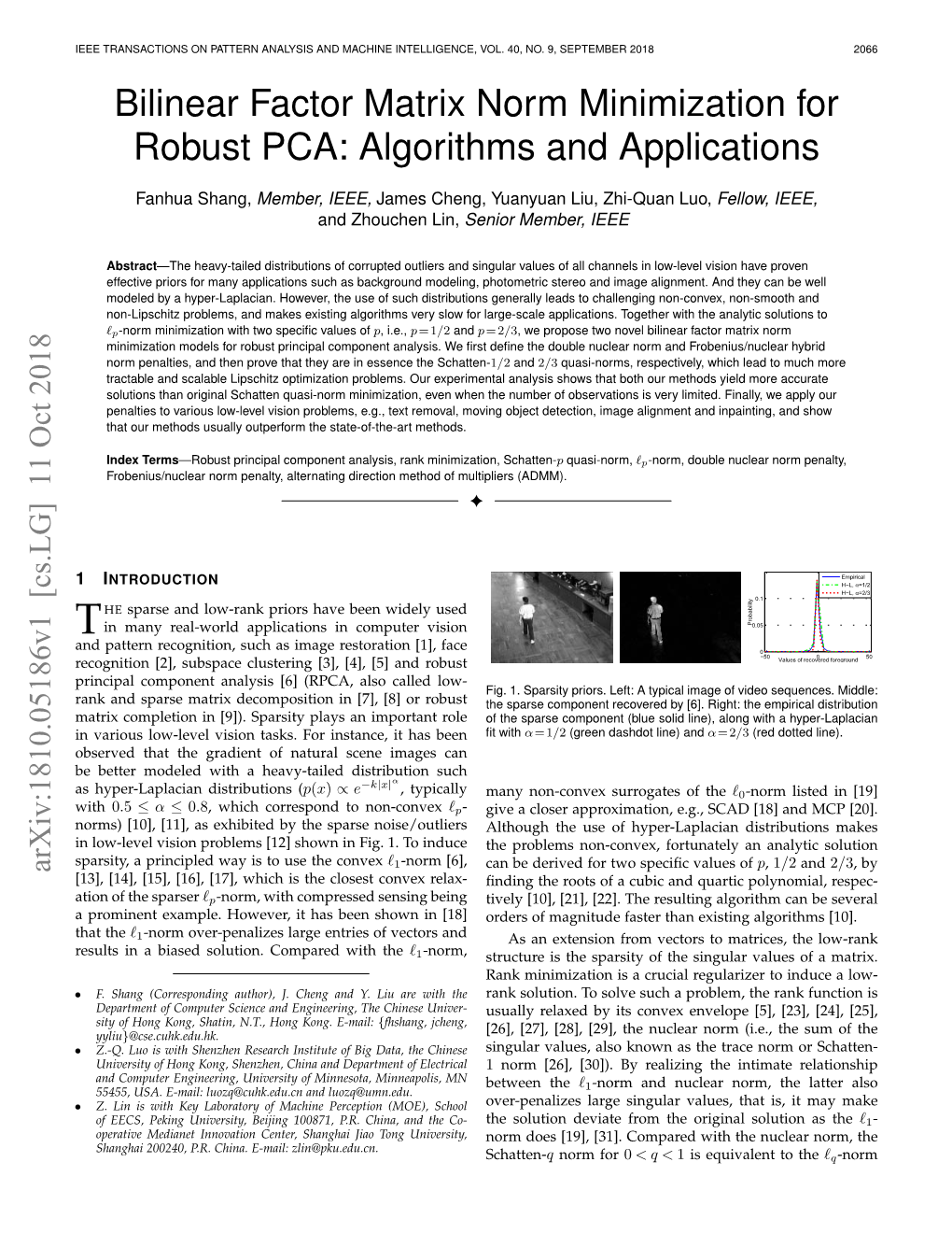 Bilinear Factor Matrix Norm Minimization for Robust PCA: Algorithms and Applications