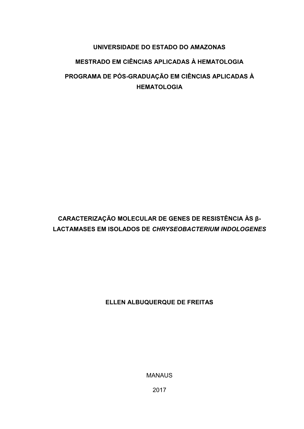 Universidade Do Estado Do Amazonas Mestrado Em