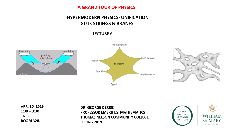 Hypermodern Physics- Unification Guts Strings & Branes